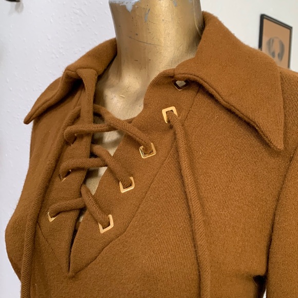 Men’s Vintage Hippie Shirt w/ big Lapels - Woodstock Era - Lace Up. - Picture 15 of 17